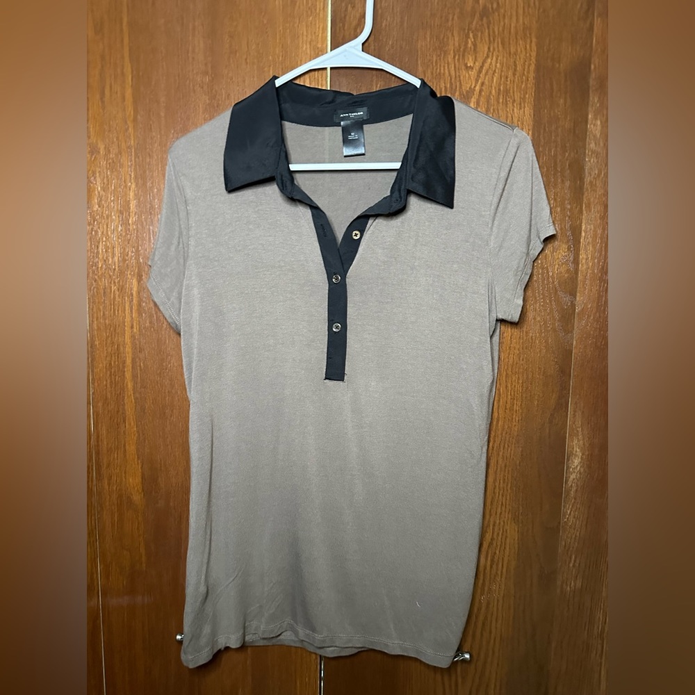 Ann Taylor Polo Shirt with Gold Buttons